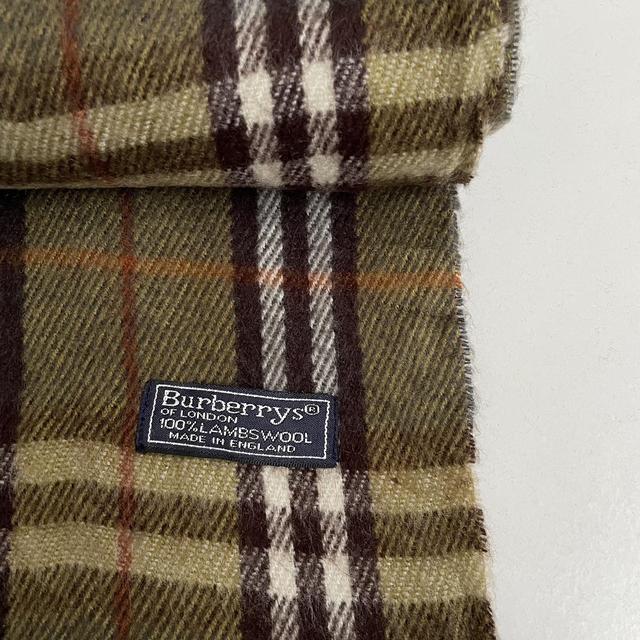 Vintage 90s Burberry Green Nova Check Lambswool Scarf