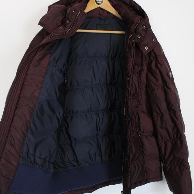 Prada Nylon Burgundy Full Zip Down Puffer Jacket