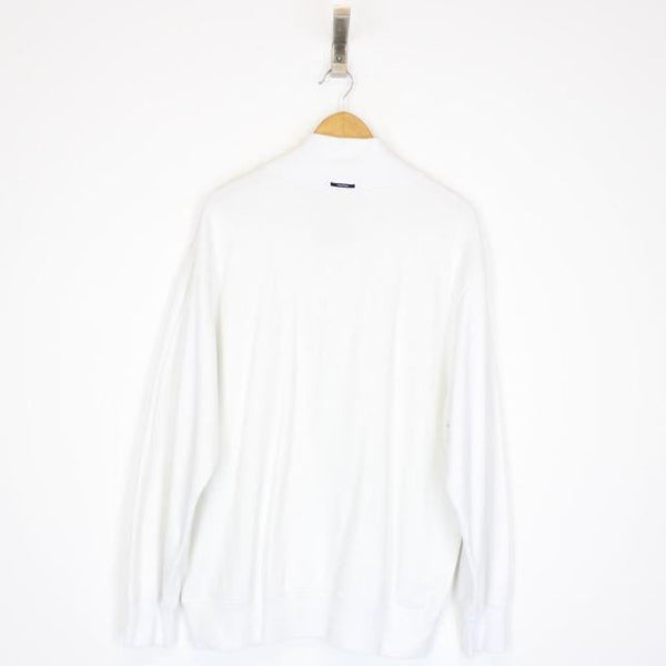 Vintage 00s Nautica White 1/4 Zip Sweatshirt Jumper