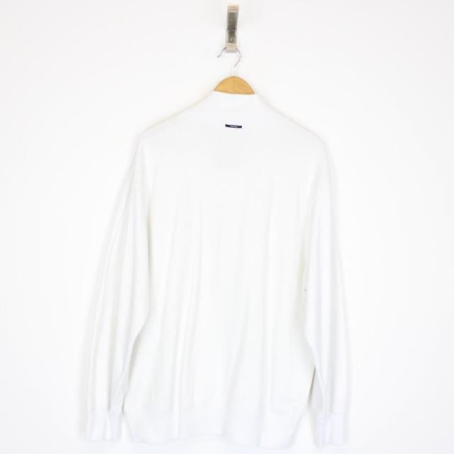 Vintage 00s Nautica White 1/4 Zip Sweatshirt Jumper