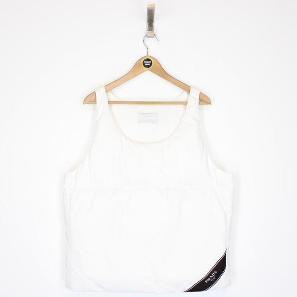 Prada White and Black Cotton Down Tank Top Puffer Vest