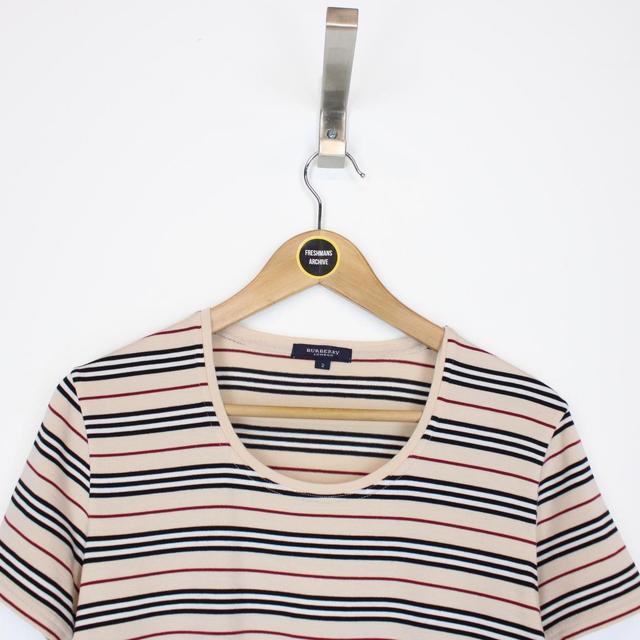 Vintage 00s Burberry London Beige Nova Stripe Short Sleeve Top