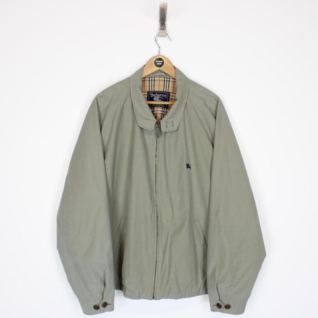 Vintage 90s Burberry Khaki Green Nova Check Harrington Jacket