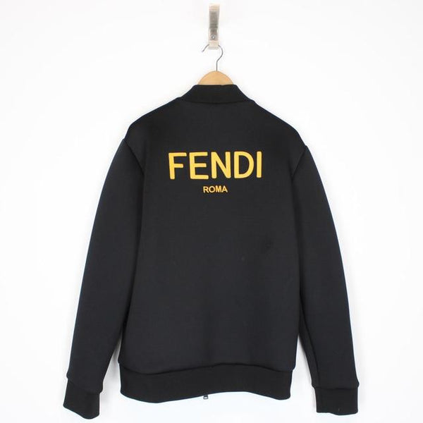 Fendi Black and Yellow Full Zip Bomber Jacket