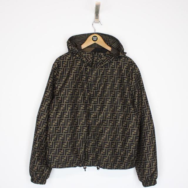 Fendi Brown and Black Zucca Monogram Reversible Windbreaker Jacket