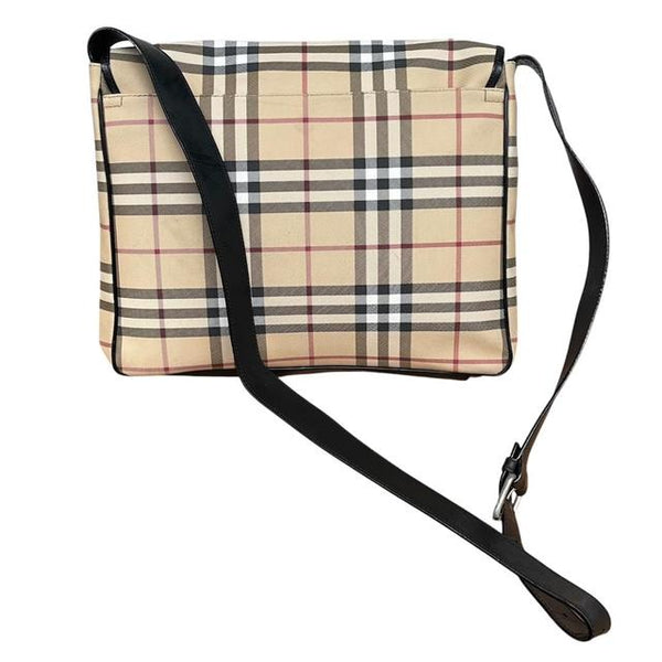 Burberry Beige and Black Nova Check PVC/Leather Messenger Bag