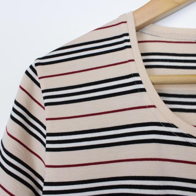 Vintage 00s Burberry London Beige Nova Stripe Short Sleeve Top