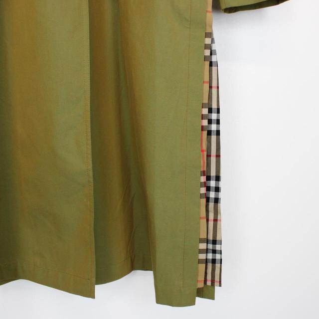 Burberry Green Nova Check Side-Slit Single Breasted Belted Gabardine Trench Coat