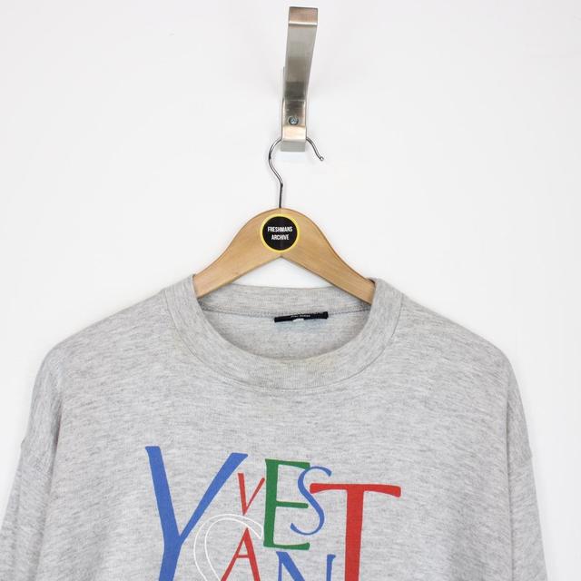 Vintage 90s Yves Saint Laurent Grey and Multicoloured Sweatshirt Jumper