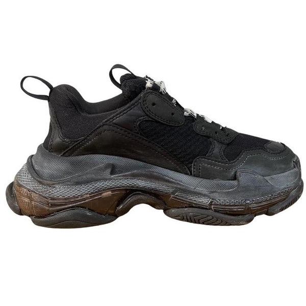 Balenciaga Triple S Black Pre-Distressed Mesh Trainers