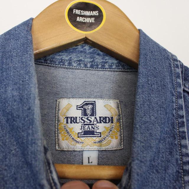 Vintage 90s Trussardi Jeans Blue Long Sleeve Denim Shirt