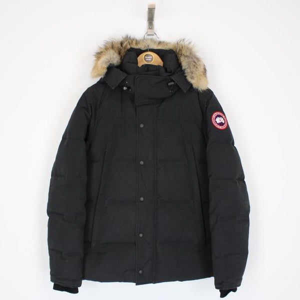 Canada Goose Black Wyndham Parka Down Jacket with Fur Trim