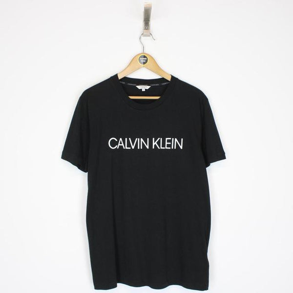 Calvin Klein Black and White Spellout Short Sleeve T-Shirt