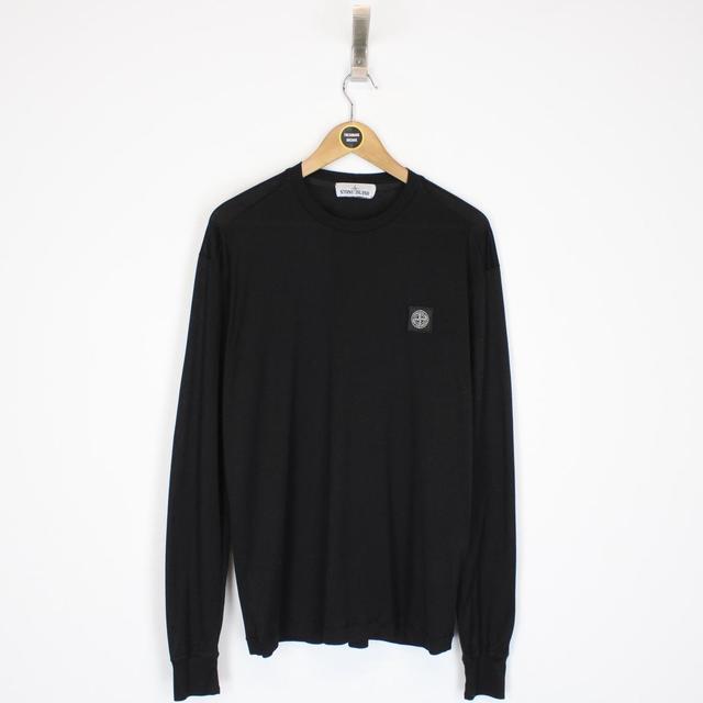 Stone Island SS 2019 Black Long Sleeve Compass Logo T-Shirt