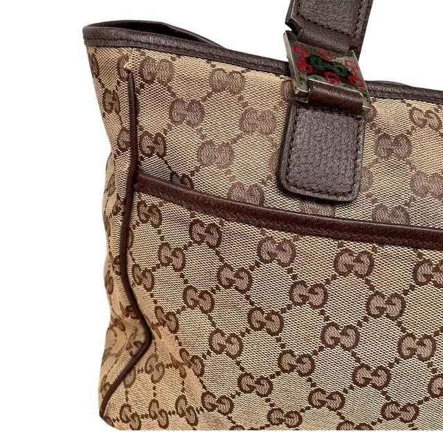 Gucci Brown and Beige GG Monogram Sherry Line Canvas Handbag