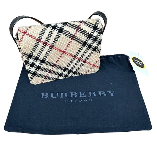 Burberry Tan Brown Nova Check Wool Shoulder Bag