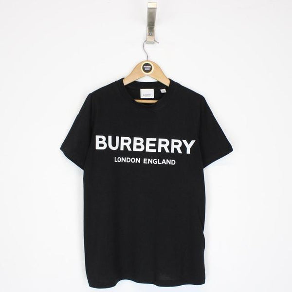 Burberry Black and White Logo Print Shirt Sleeve T-Shirt