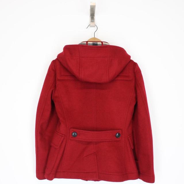 Burberry Brit Red Wool Nova Check Lined Hooded Jacket