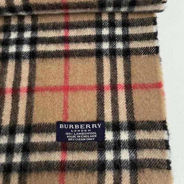 Vintage 90s Burberry Tan Brown Nova Check Lambswool Scarf