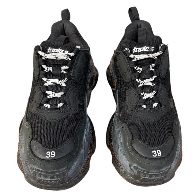 Balenciaga Triple S Black Pre-Distressed Mesh Trainers