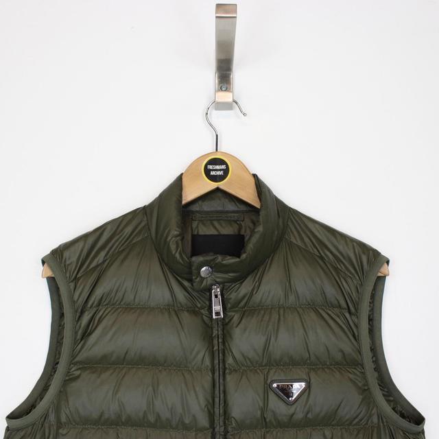 Prada Khaki Green Full Zip Nylon Down Gilet / Bodywarmer