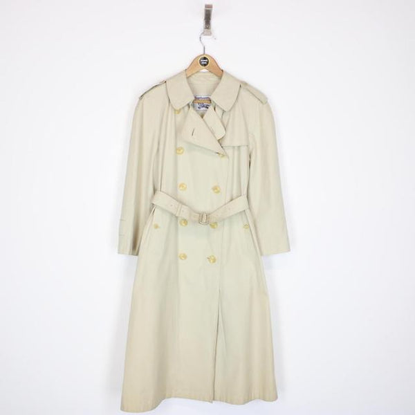 Vintage 90s Burberry Beige Double Breasted Belted Trench Coat