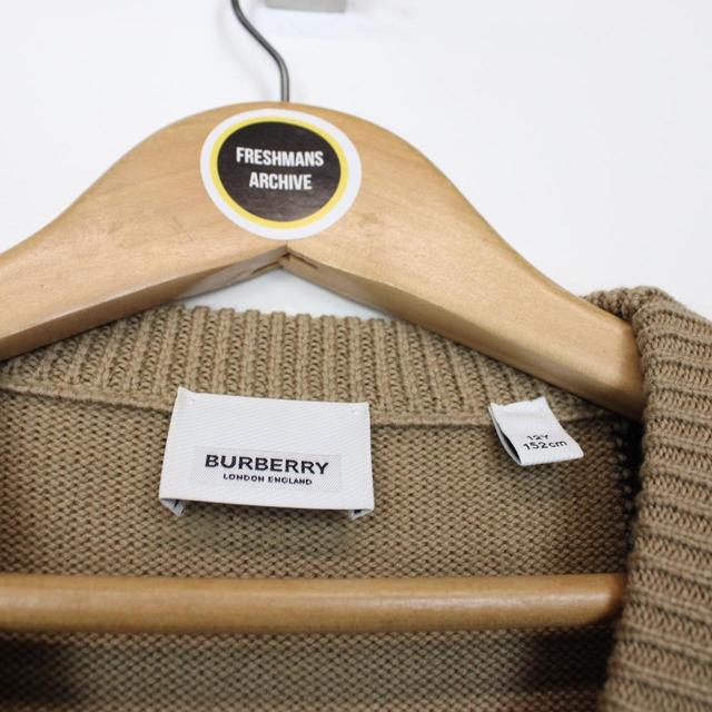 Burberry Tan Brown and Black Icon Stripe Logo Wool Knit Jumper