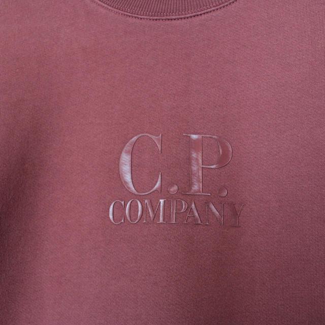 CP Company Burgundy Diagonal Fleece Cotton Sweatshirt Jumper