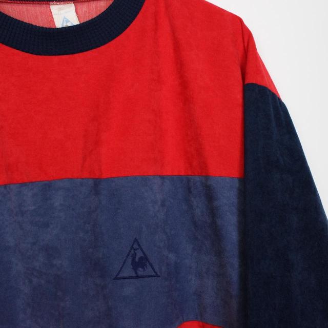 Vintage 90s Le Coq Sportif Red and Blue Spellout Sweatshirt Jumper