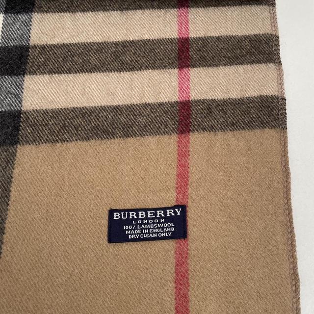 Vintage 90s Burberry Tan Brown Nova Check Lambswool Scarf