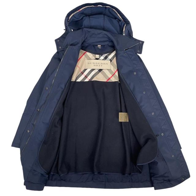 Burberry Brit Navy Blue Nova Check Coat with Removable Wool Lining