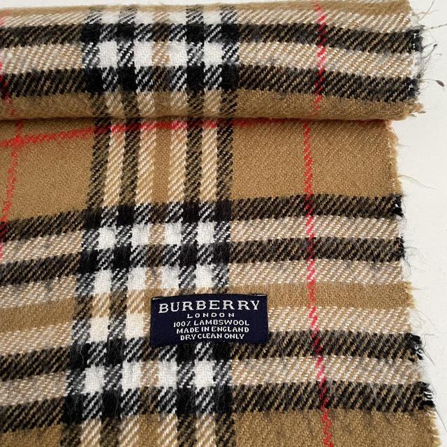 Vintage 90s Burberry Tan Brown Nova Check Lambswool Scarf