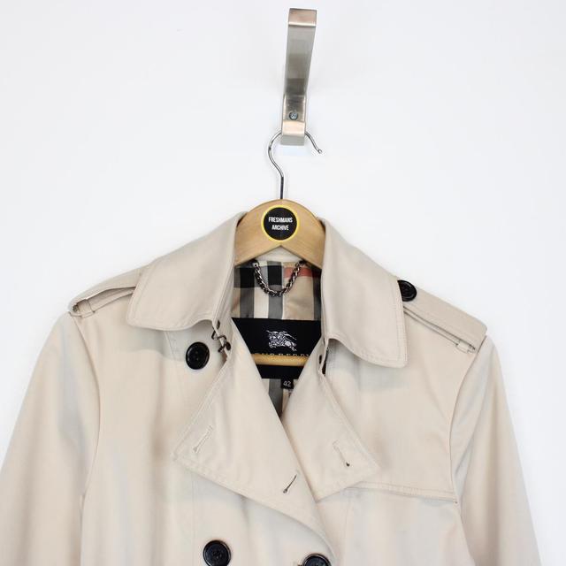 Vintage Burberry Black Label Cream Nova Check Double Breasted Belted Trench Coat