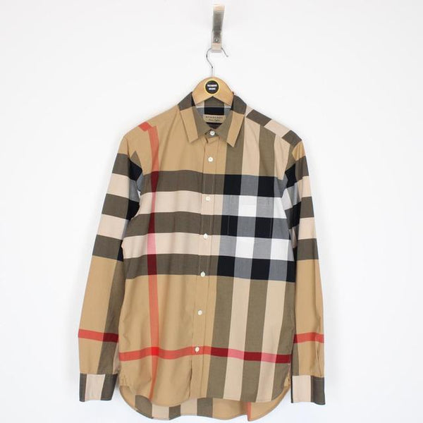 Burberry London Tan Brown Nova Check Long Sleeve Cotton Shirt