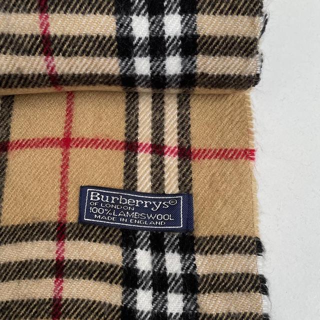 Vintage 90s Burberry Beige Nova Check Lambswool Scarf