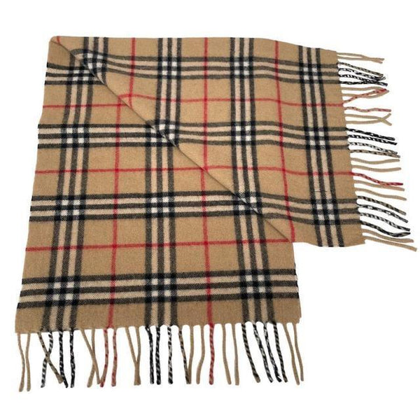 Vintage 90s Burberry Beige Nova Check Lambswool Scarf