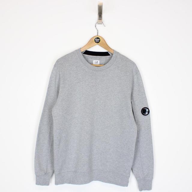 CP Company Grey Diagonal Fleece Cotton Sweatshirt Jumper