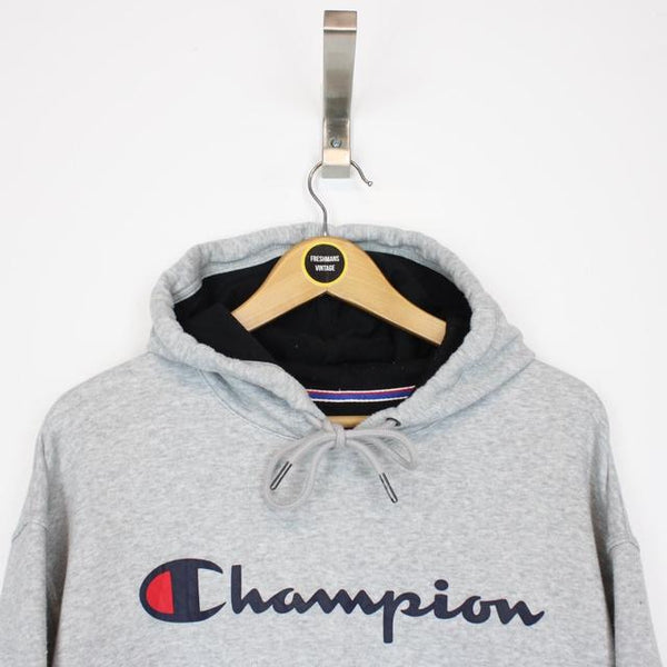 Vintage 00s Champion Grey Spellout Hoodie Jumper