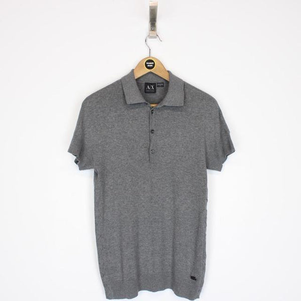 Armani Exchange Grey Short Sleeve Knitted Polo Shirt