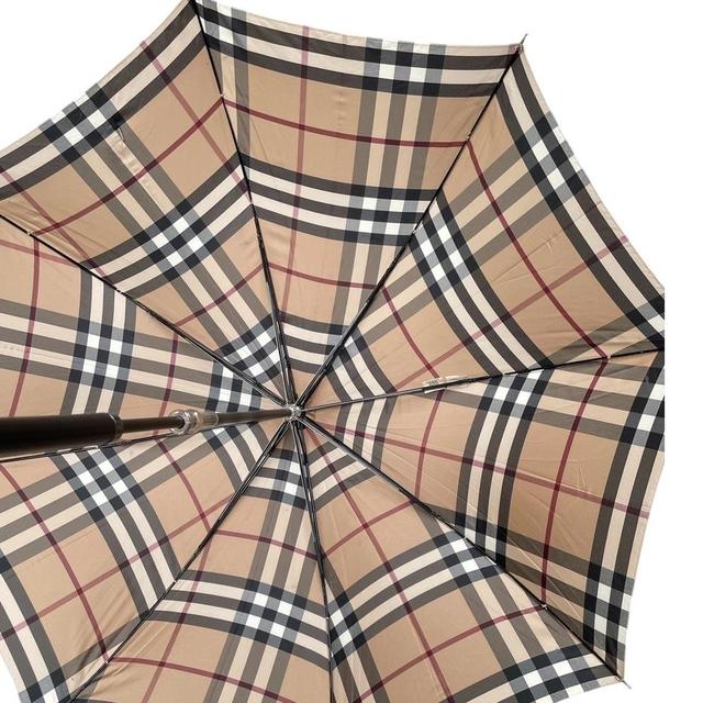 Burberry London Tan Brown Nova Check Umbrella with Leather Handle