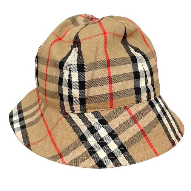 Vintage 90s Burberry Beige and Tan Nova Check Reversible Bucket Hat