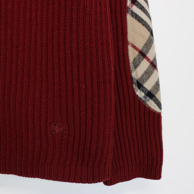 Burberry London Burgundy Ribbed Cashmere Merino Wool Knit Roll Neck Jumper