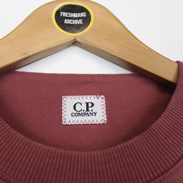 CP Company Burgundy Diagonal Fleece Cotton Sweatshirt Jumper