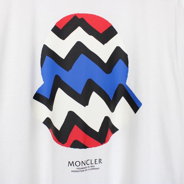 Moncler White Short Sleeve Zig Zag Logo Print T-Shirt