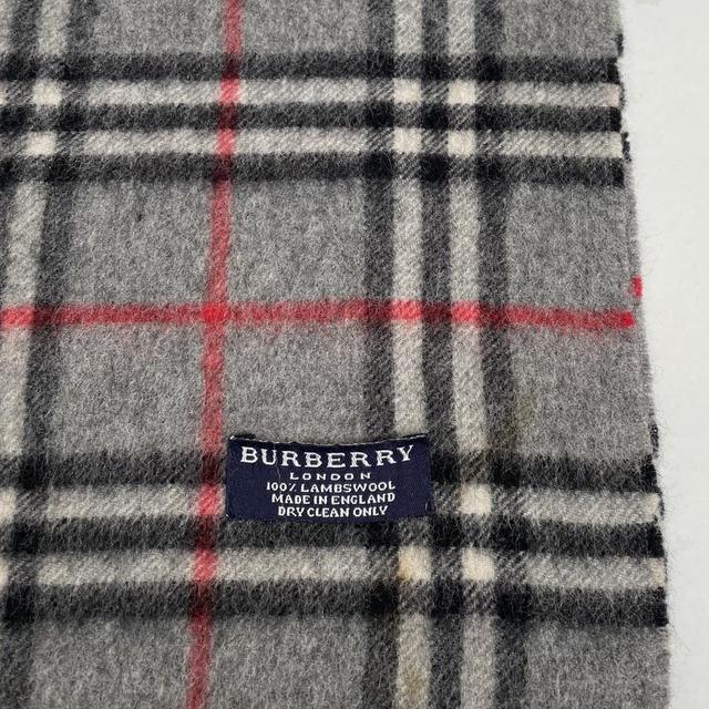 Vintage 90s Burberry Grey Nova Check Lambswool Scarf