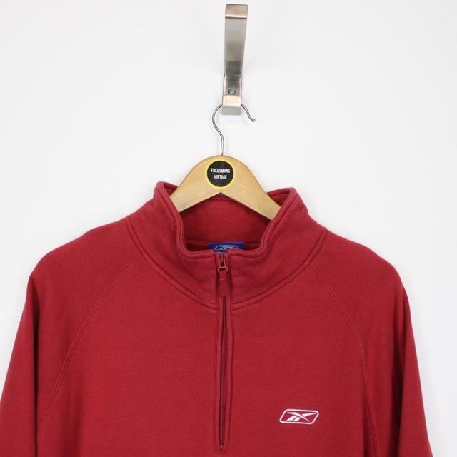 Vintage 00s Reebok Red 1/4 Zip Sweatshirt Jumper