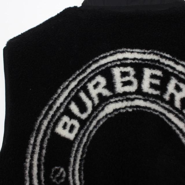 Burberry Black and White Hillend Logo Wool Blend Vest Jacket