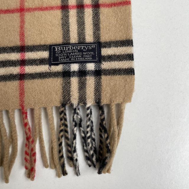 Vintage 90s Burberry Beige Nova Check Lambswool Scarf