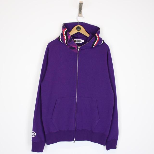 Bape Purple Camo Full Zip WGM Shark Hoodie Jumper