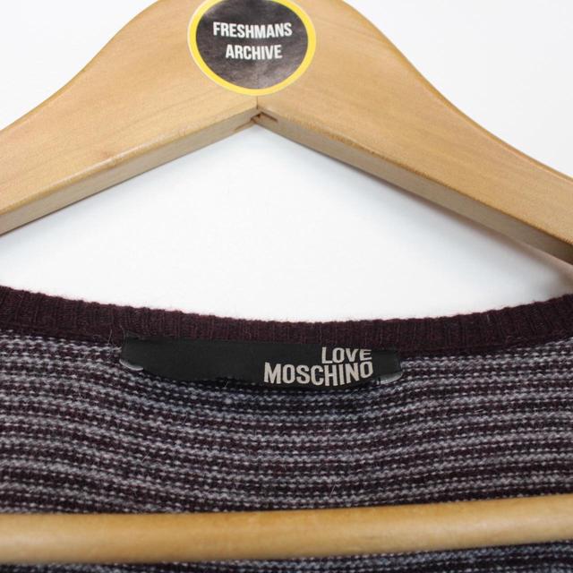 Love Moschino Burgundy Virgin Wool Blend V-Neck Jumper